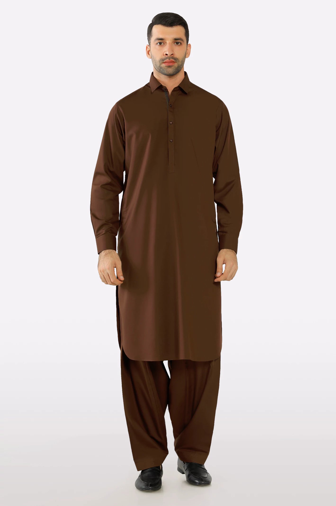 Dark Brown Wash & Wear Shalwar Kameez