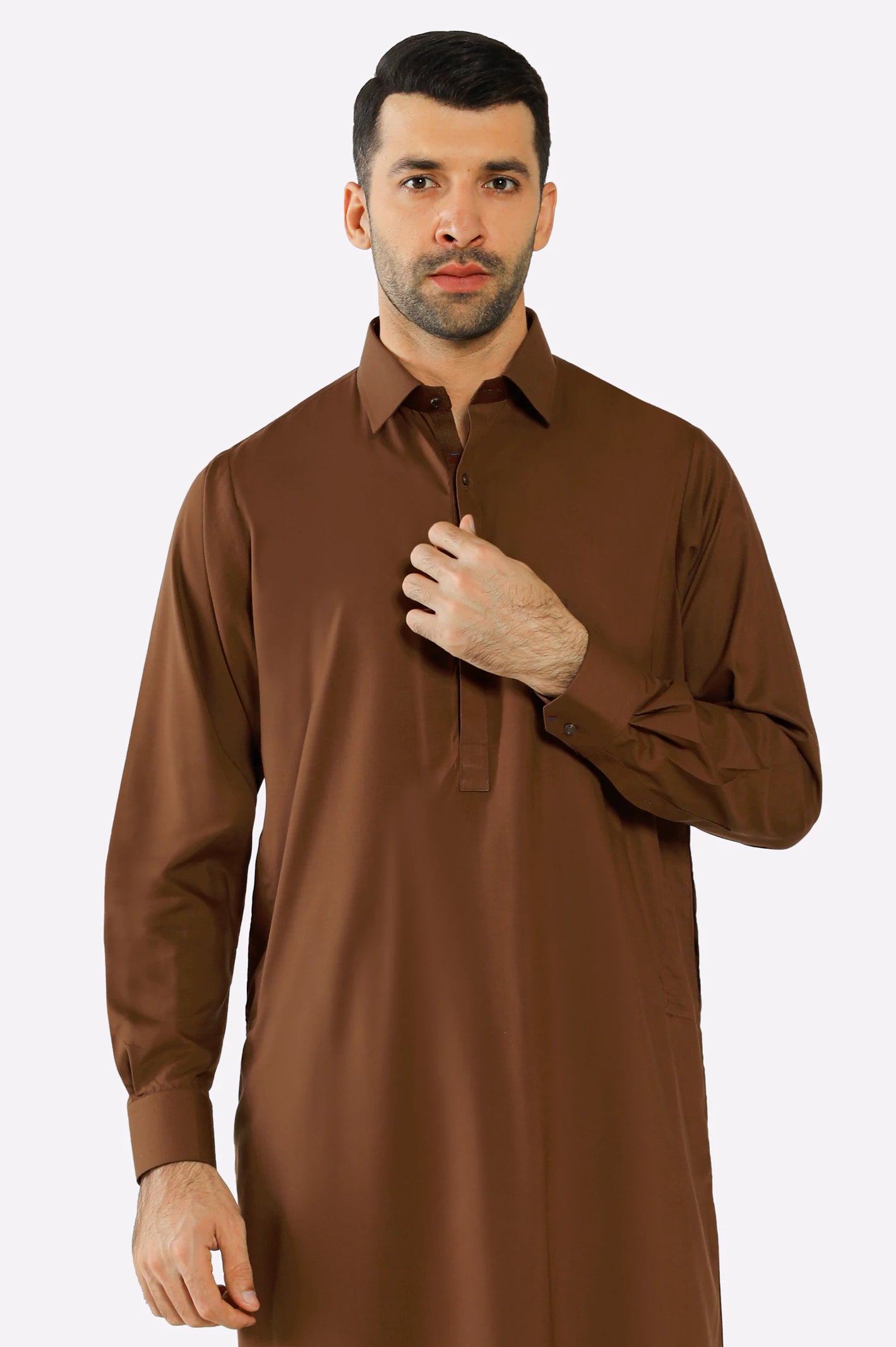 Dark Brown Wash & Wear Shalwar Kameez