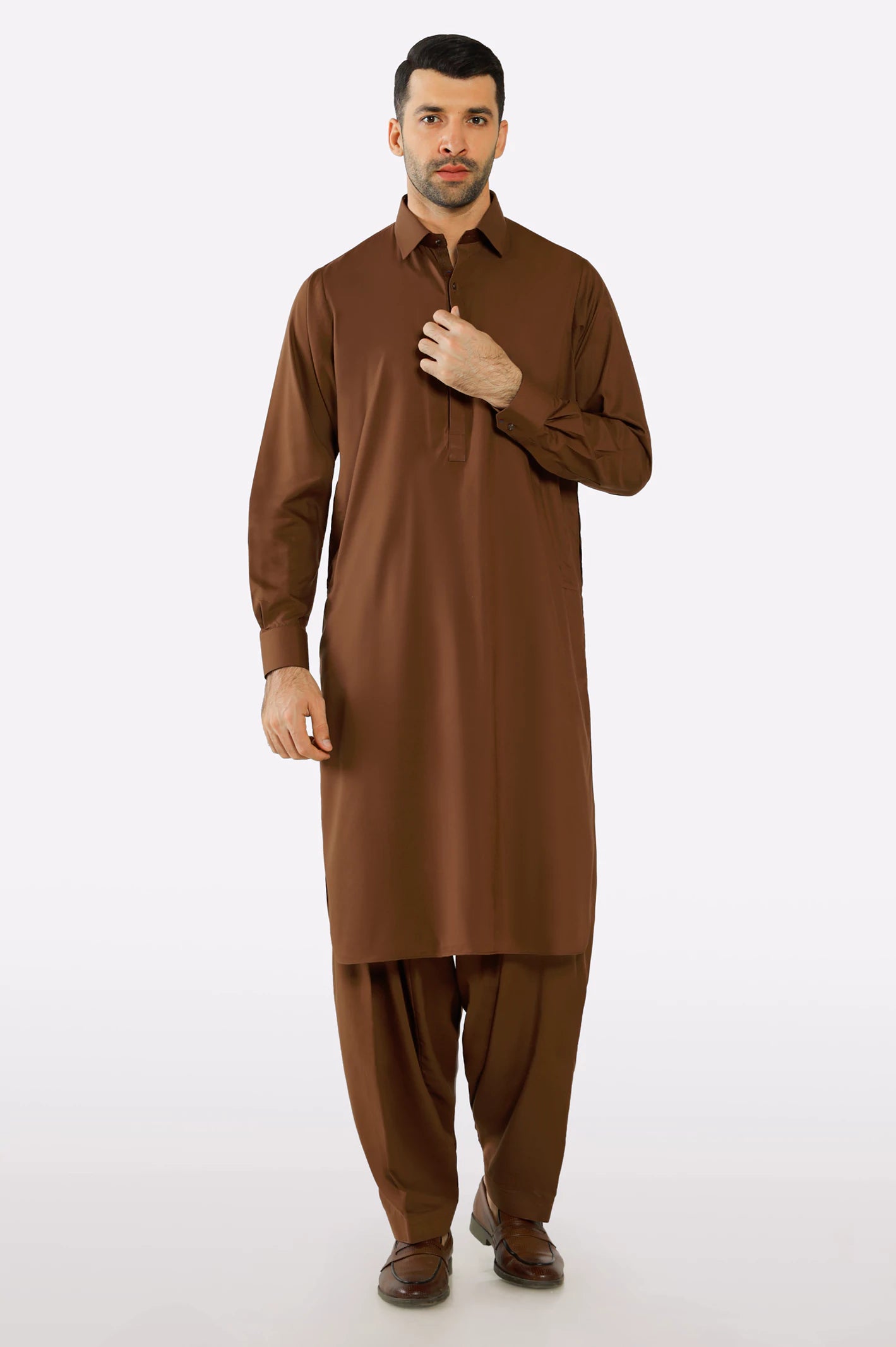 Dark Brown Wash & Wear Shalwar Kameez