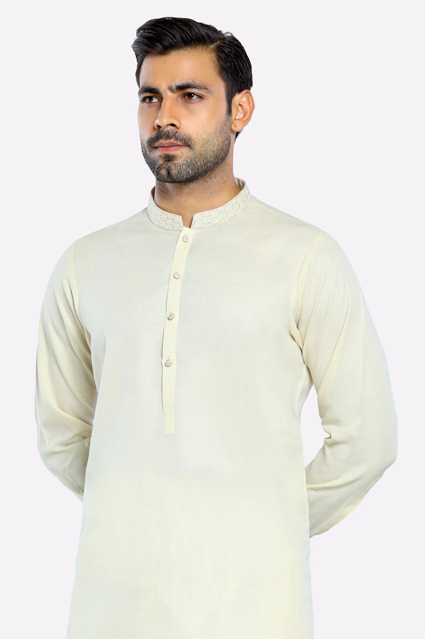 Cream Wash & Wear Shalwar Kameez