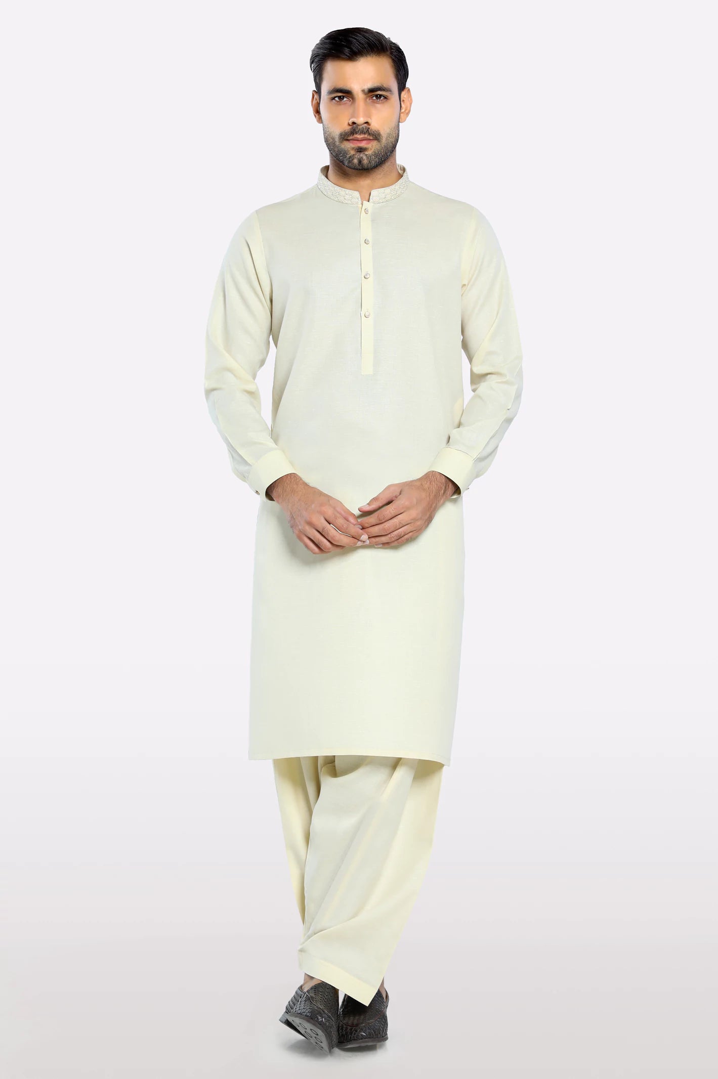 Cream Wash & Wear Shalwar Kameez