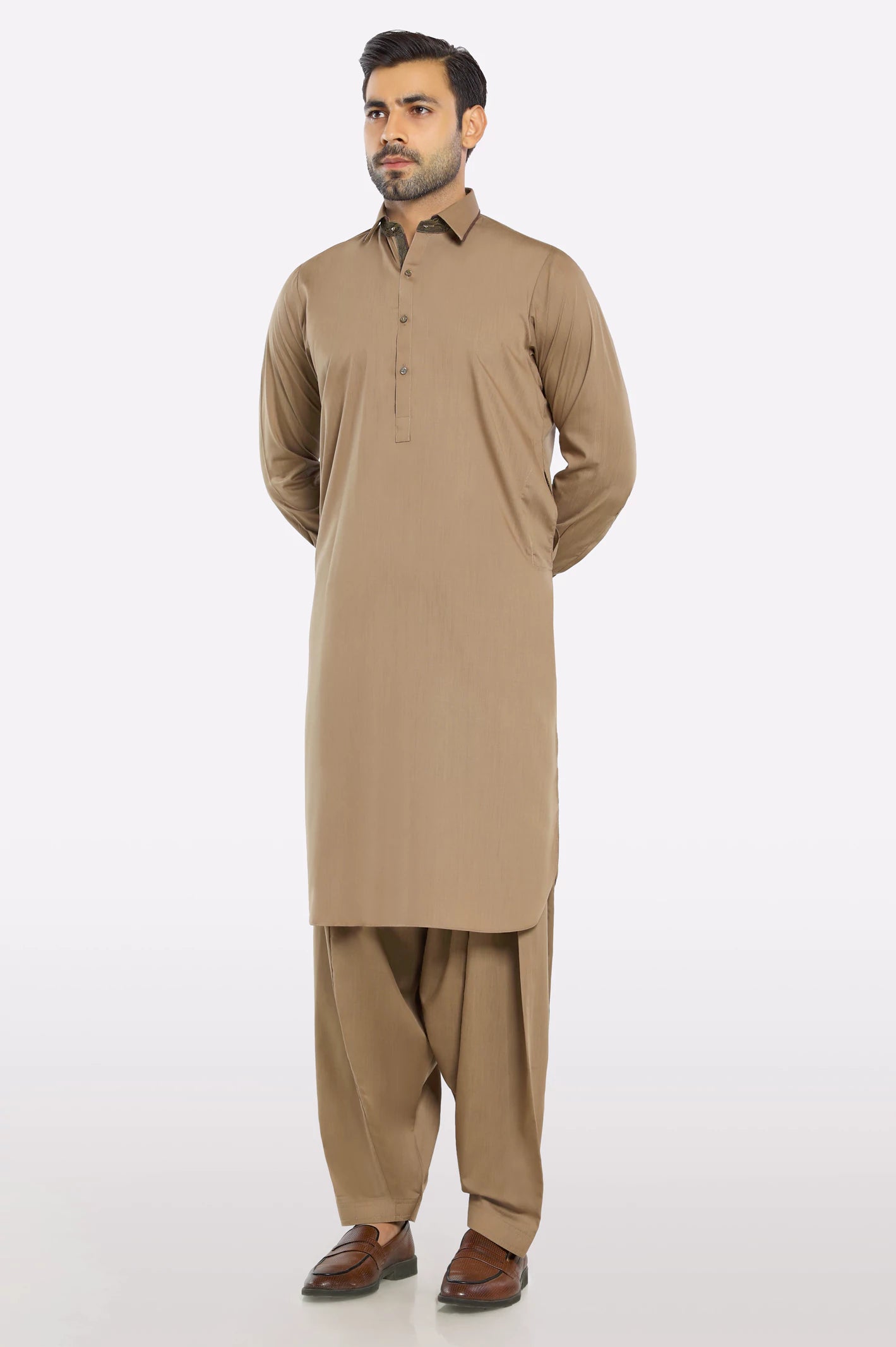 Brown Wash & Wear Shalwar Kameez