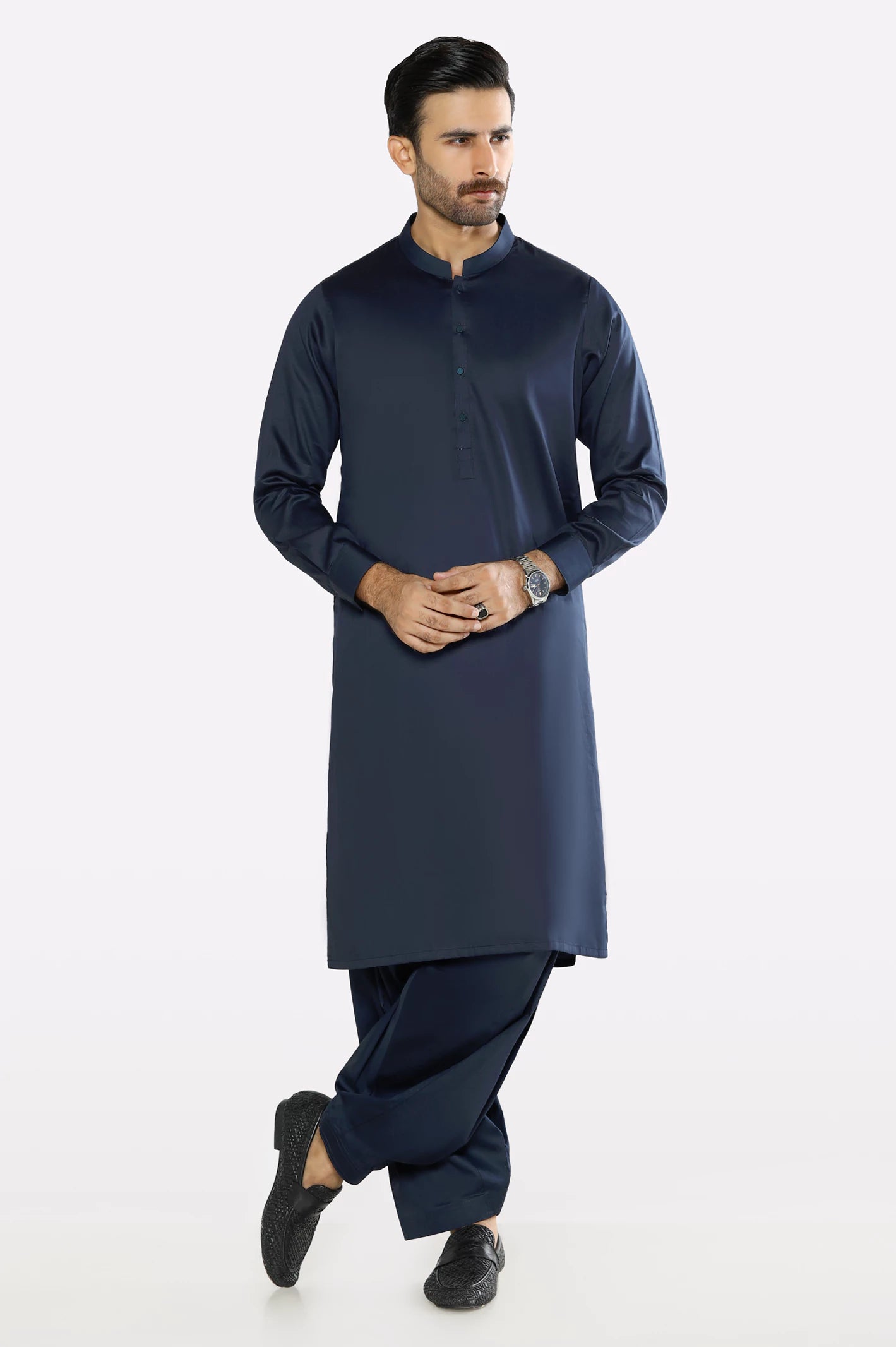 Navy Blue Cotton Shalwar Kameez