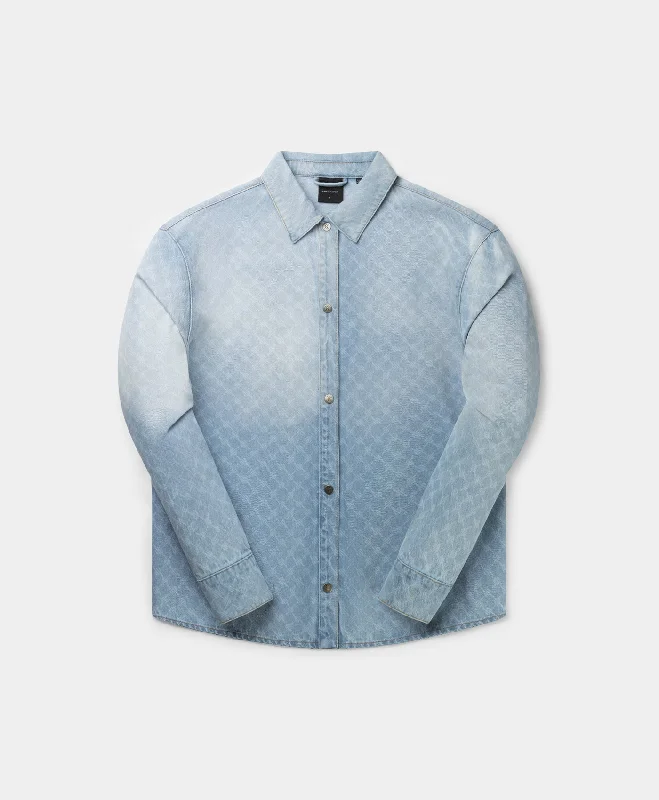 Mid Blue Rahul Monogram Denim Shirt