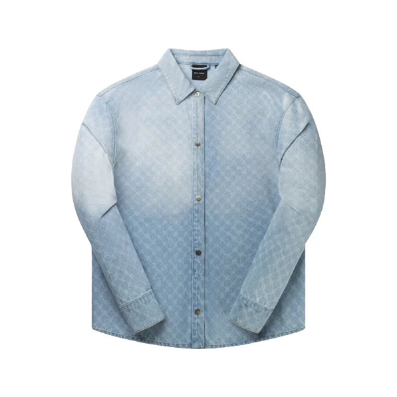 Mid Blue Rahul Monogram Denim Shirt