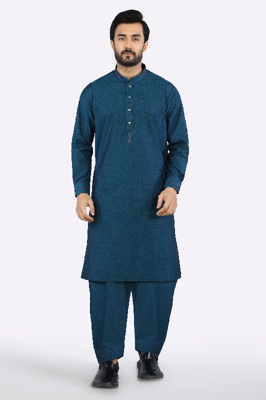 Blue Cotton Shalwar Kameez