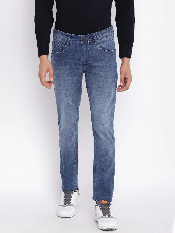 Cantabil Men Med Carbon Blue Jeans