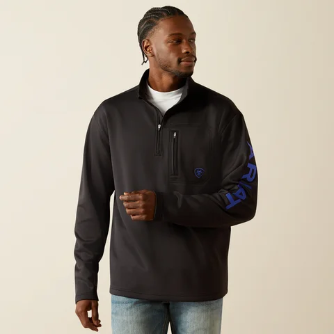 Men's Coats for Everyday WearMen's Tek Team 1/4 Zip Sweatshirt - Black & Cobalt