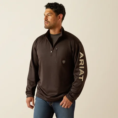 Best Men's Leather CoatsMen's Tek Team 1/4 Zip Sweatshirt - Brown Heather & Tan