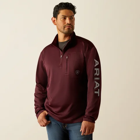 Men's Coats with Velcro ClosuresMen's Tek Team 1/4 Zip Sweatshirt - Malbec Heather & Alloy