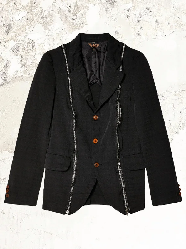 Warm Men's Down JacketsBlack Comme Des Garçons Zip-detail single breasted blazer