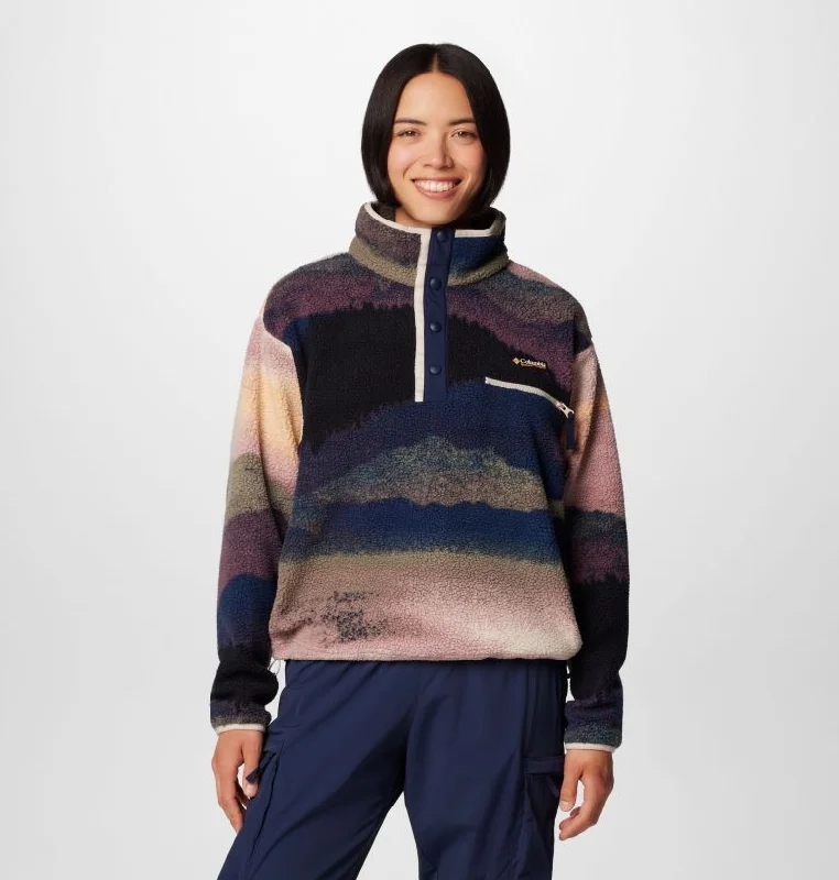 Men's Coats with Inner PocketsWomen's Helvetia II Printed Cropped Half Snap Pullover - Collegiate Navy Dolomites