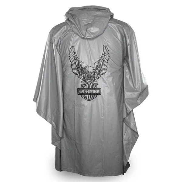 Men's Coats for TravelHarley-Davidson® Up-Winged Eagle Waterproof Vinyl PVC Rain Poncho, Gray RP32854