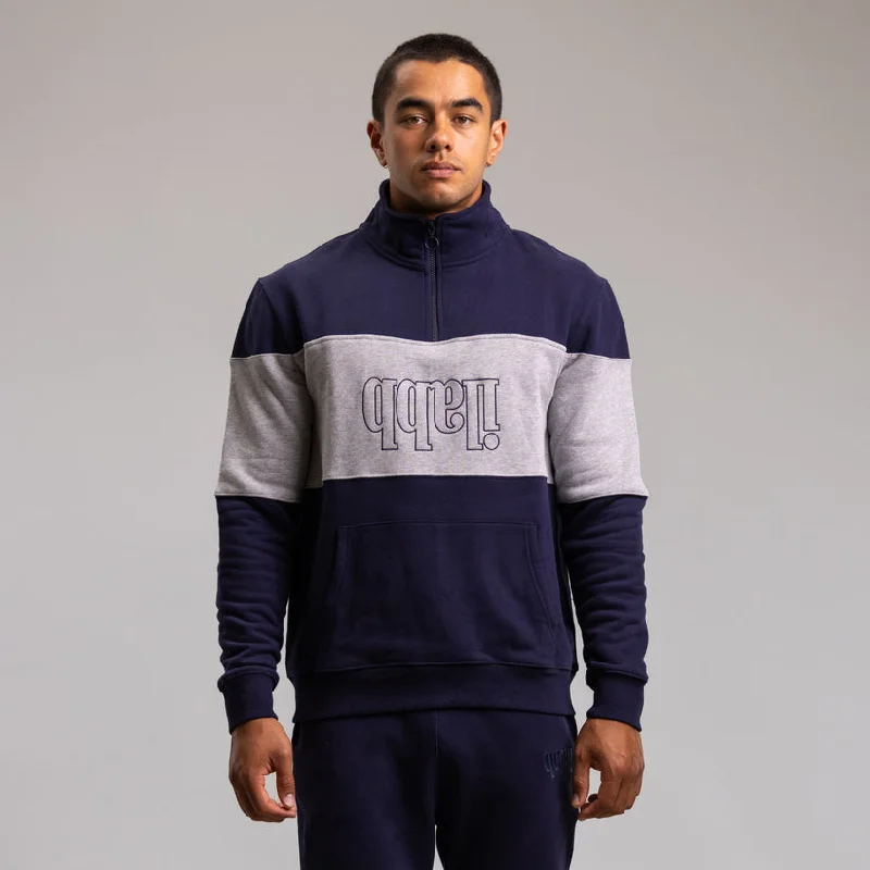 Men's Coats with Modern CutsIlabb Men's Morris Block Quarter Zip Navy Grey