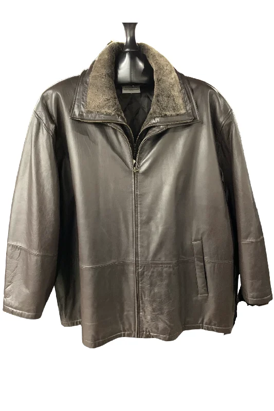 Men's Coats with Convertible CollarsOversized Black Ice Leather