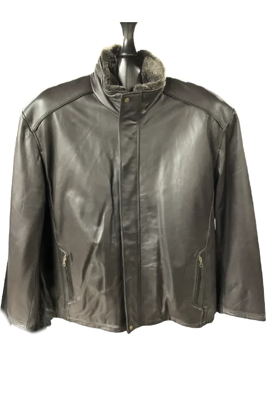 Men's Coats with Reflective StripesOversized Brown Black Ice Leather