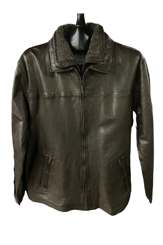 Men's Coats for Short MenOversized Fur Collar leather