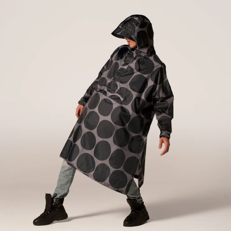 Men's Coats for Cold WeatherPoncho - Black Polka