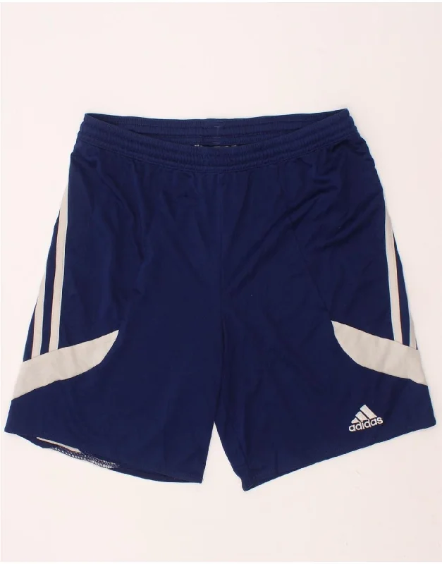 ADIDAS Boys Climalite Graphic Sport Shorts 11-12 Years Large Navy Blue