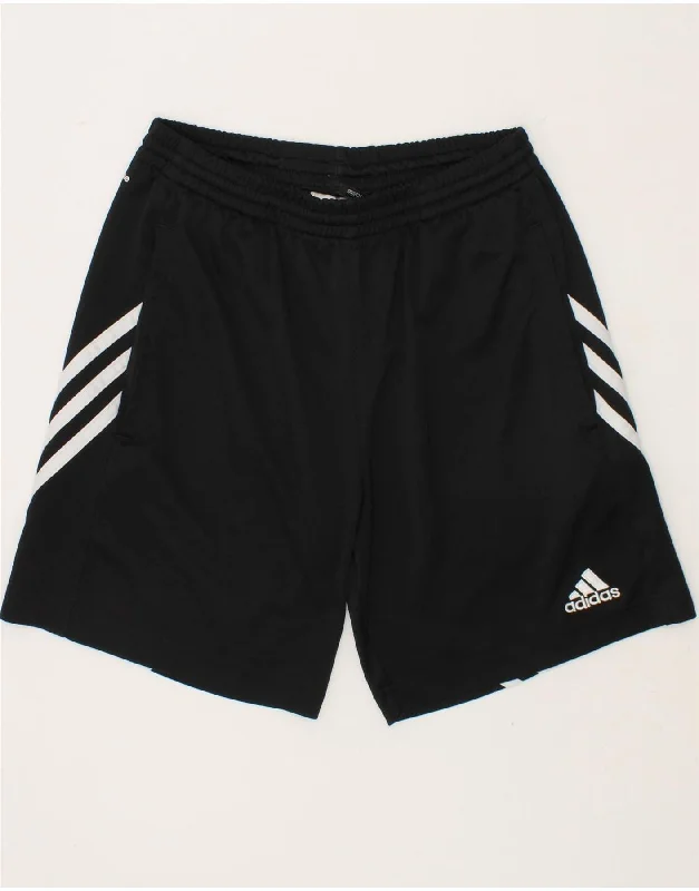 ADIDAS Boys Climalite Sport Shorts 11-12 Years Large Black Polyester