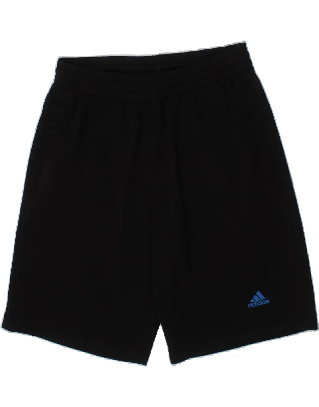 ADIDAS Boys Climalite Sport Shorts 11-12 Years Medium Black Polyester