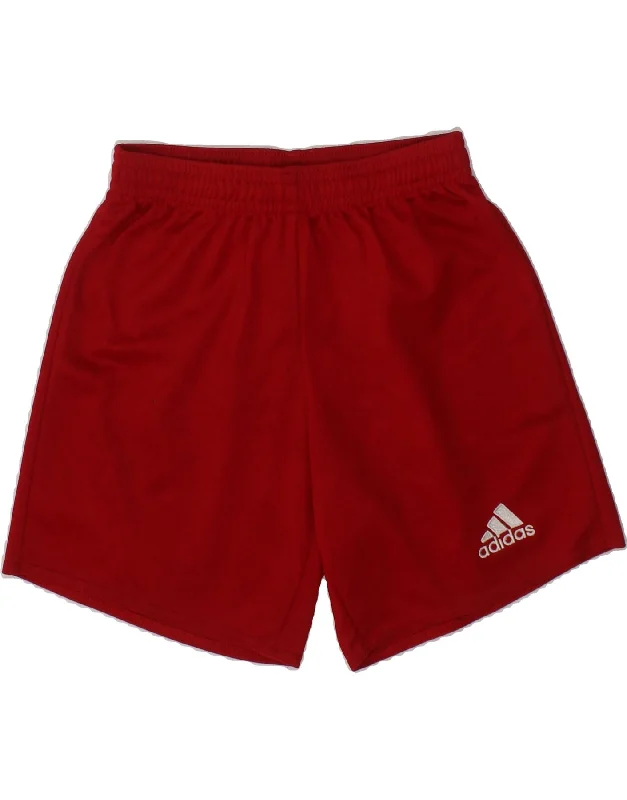 ADIDAS Boys Climalite Sport Shorts 7-8 Years XS Red Polyester