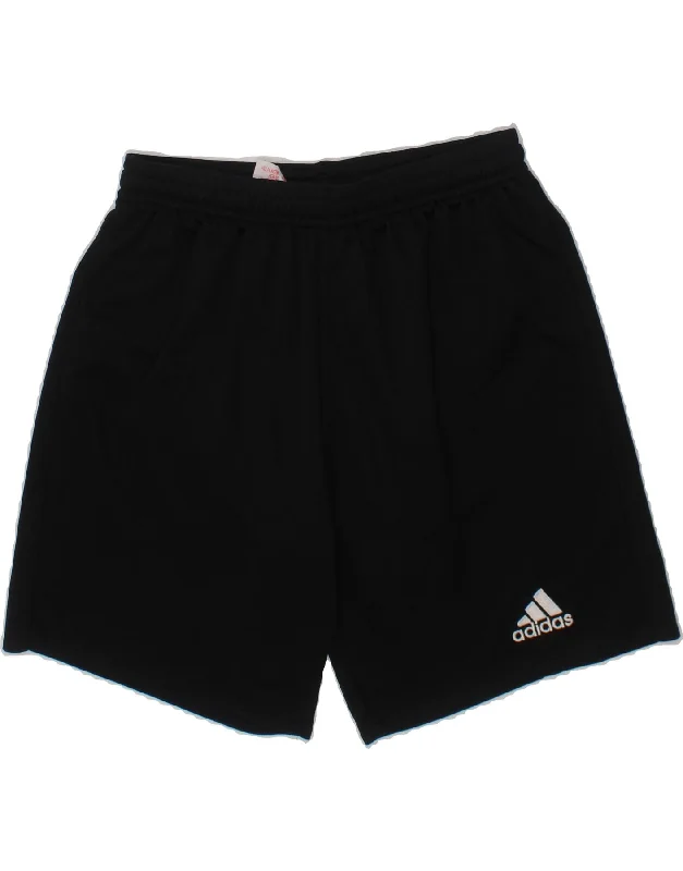 ADIDAS Boys Climalite Sport Shorts 9-10 Years Black Polyester