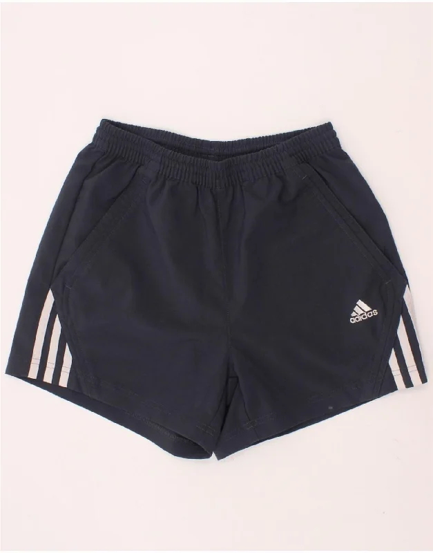 ADIDAS Boys Climalite Sport Shorts 9-10 Years Navy Blue Polyester