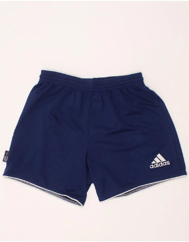 ADIDAS Boys Climalite Sport Shorts 9-10 Years Navy Blue Polyester