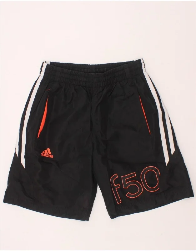 ADIDAS Boys F50 Graphic Sport Shorts 9-10 Years  Black Polyester