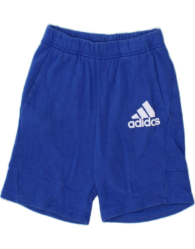 ADIDAS Boys Graphic Sport Shorts 13-14 Years Blue Cotton