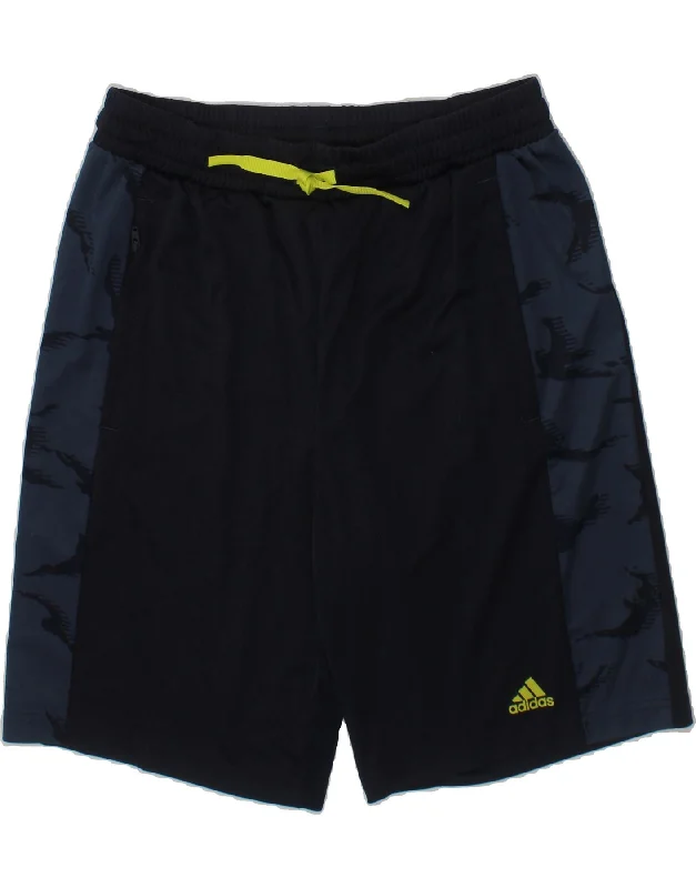 ADIDAS Boys Graphic Sport Shorts 13-14 Years Navy Blue Polyester