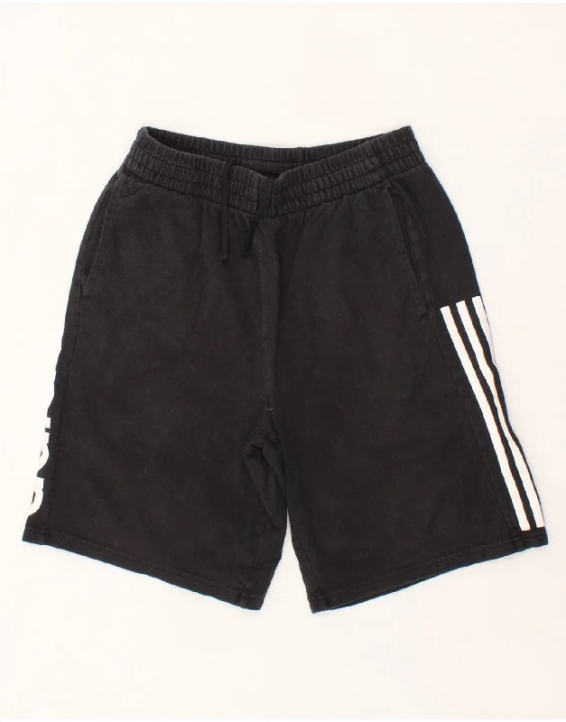 ADIDAS Boys Graphic Sport Shorts 14-15 Years Large Black Cotton