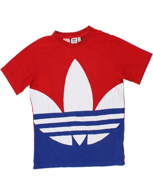 Men's Shirts with Short PlacketsADIDAS Boys Graphic T-Shirt Top 13-14 Years Red Colourblock Cotton