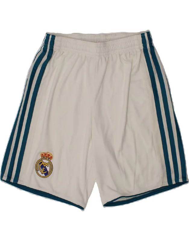 ADIDAS Boys Real Madrid Graphic Sport Shorts 7-8 Years  White