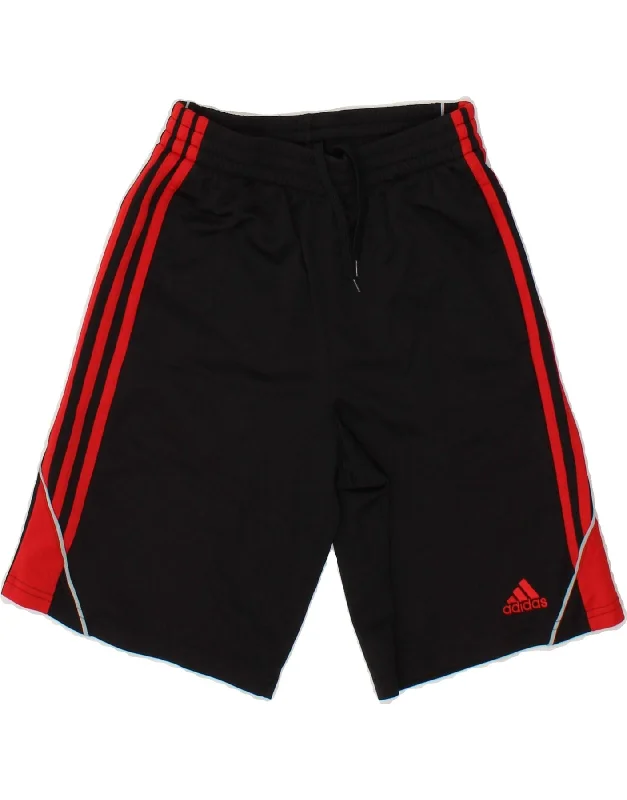 ADIDAS Boys Sport Shorts 10-11 Years Medium Black Polyester