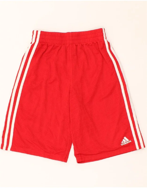 ADIDAS Boys Sport Shorts 10-11 Years Medium Red Polyester