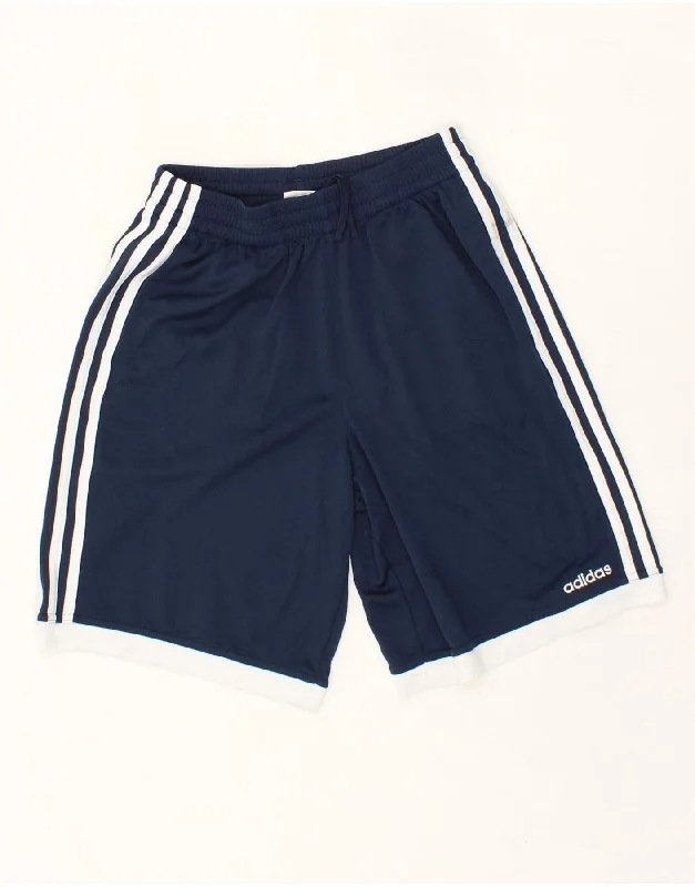 ADIDAS Boys Sport Shorts 12-13 Years Large Navy Blue Polyester