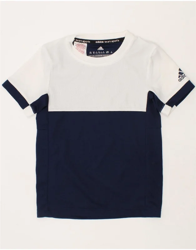 Layered Men's VestsADIDAS Boys T-Shirt Top 7-8 Years Navy Blue Colourblock