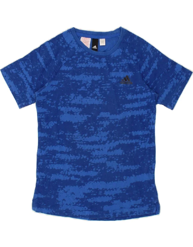 Men's Shirts with Appliquéd SleevesADIDAS Boys T-Shirt Top 8-9 Years Blue Striped