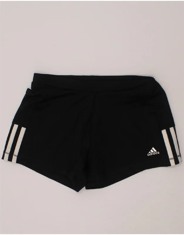 ADIDAS Girls Climalite Sport Shorts 9-10 Years Black Polyester