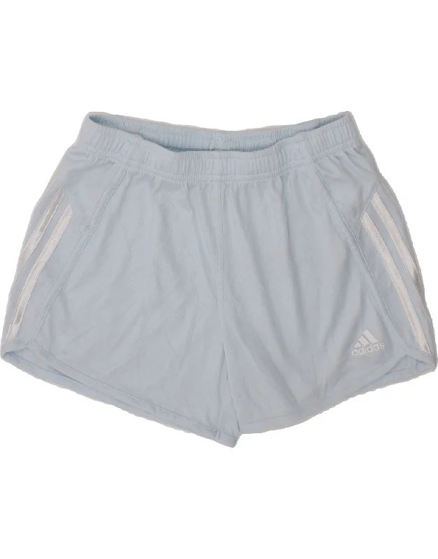 ADIDAS Girls Sport Shorts 10-11 Years Medium Blue Polyester