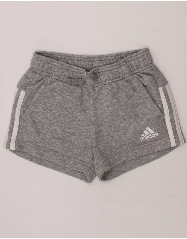 ADIDAS Girls Sport Shorts 7-8 Years Grey