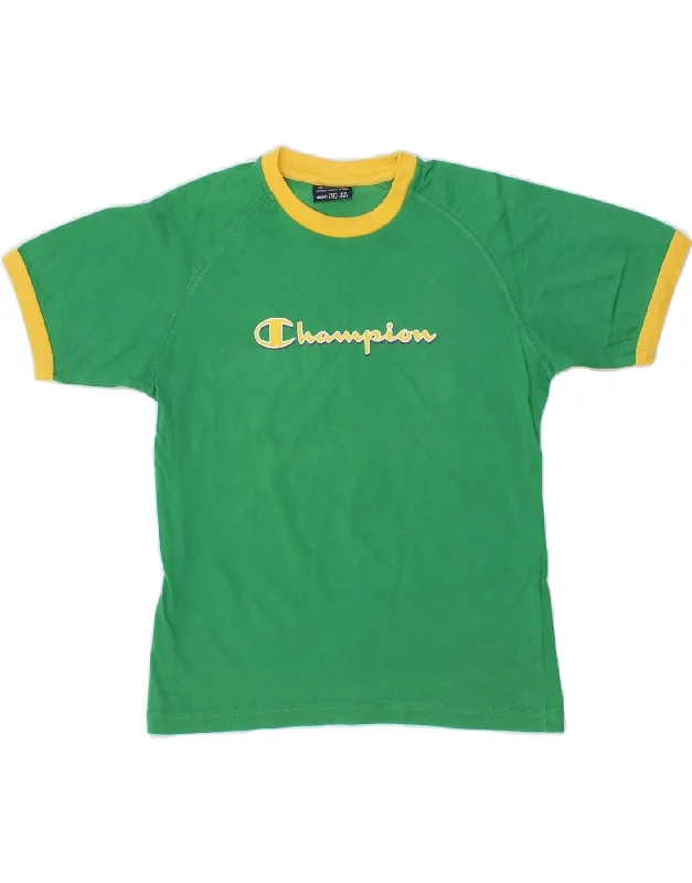 Men's Shirts with Single-Breasted DesignsCHAMPION Boys Graphic T-Shirt Top 9-10 Years Medium  Green Cotton