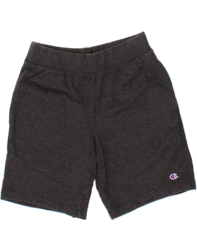 CHAMPION Boys Sport Shorts 10-11 Years Large Grey Flecked Cotton