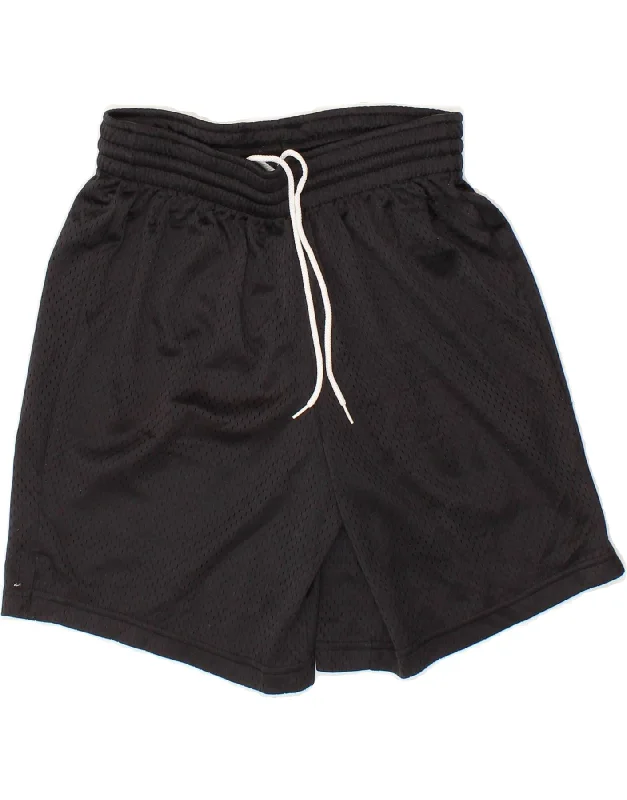 CHAMPION Boys Sport Shorts 11-12 Years  Black Polyester