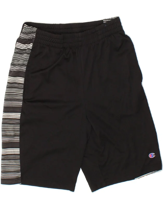 CHAMPION Boys Sport Shorts 14-15 Years  Black Striped