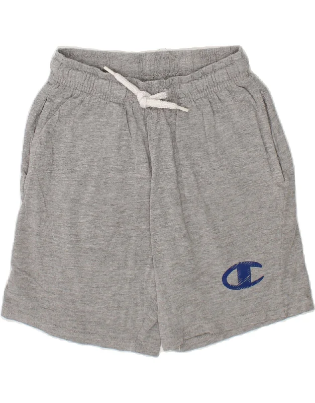 CHAMPION Boys Sport Shorts 7-8 Years Small Grey Cotton