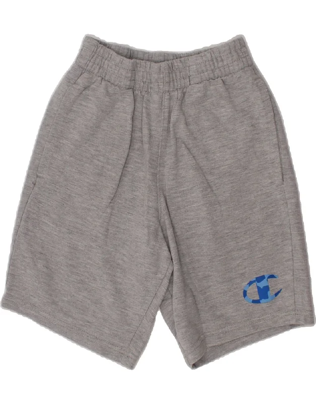 CHAMPION Boys Sport Shorts 7-8 Years Small Grey Cotton