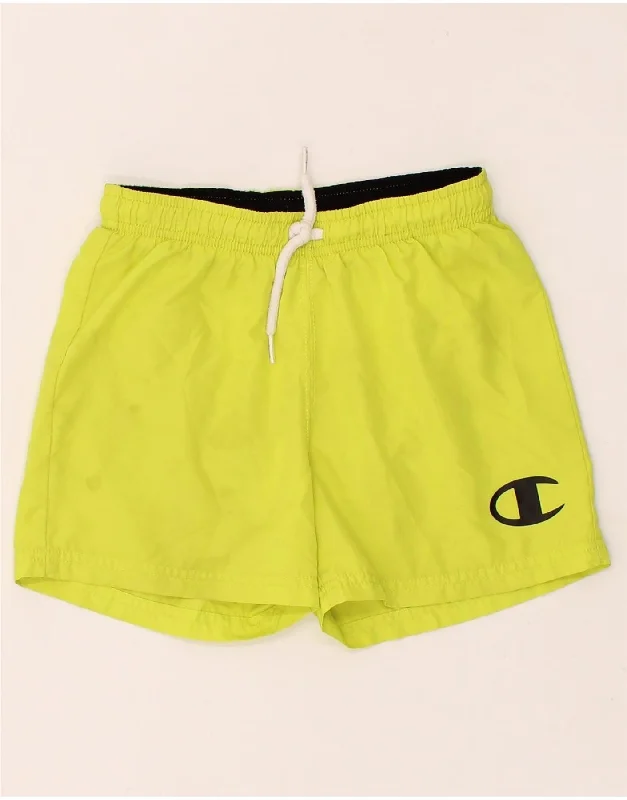 CHAMPION Boys Sport Shorts 7-8 Years Small Yellow